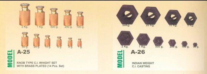Knob type CI weight set and Indian weight